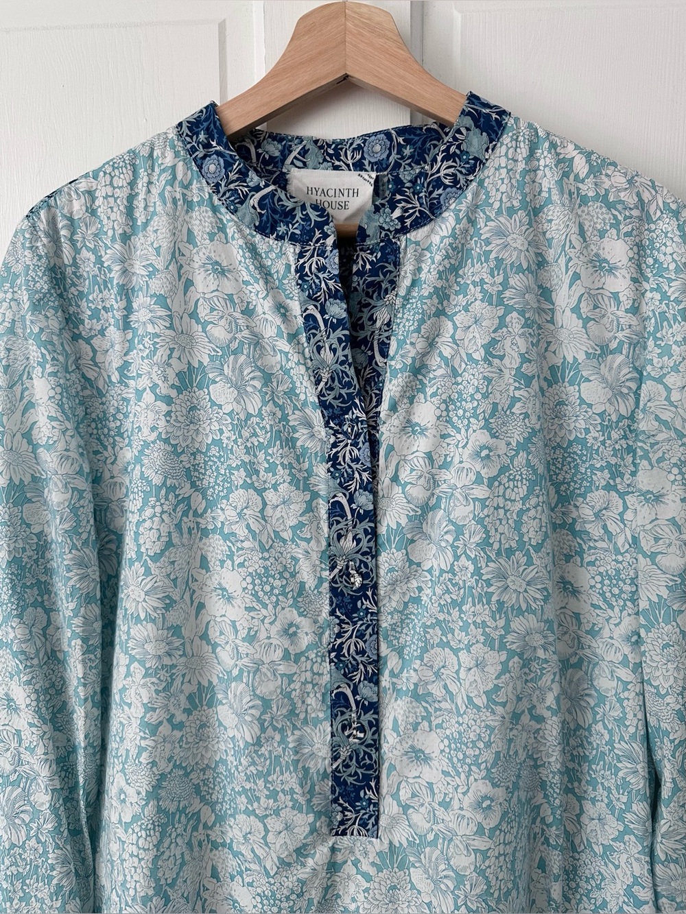 Tuckernuck Hyacinth House Gracelynn Tunic Dress Blue Aqua Floral Print Size S - Picture 3 of 12